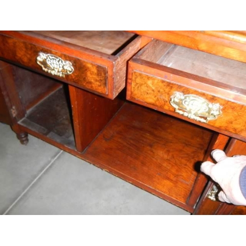 1822 - An early 20th century mahogany and burr walnut desk, COLLECT ONLY.