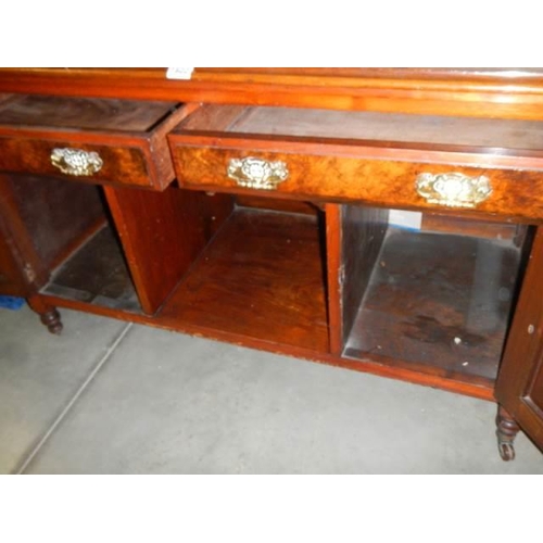 1822 - An early 20th century mahogany and burr walnut desk, COLLECT ONLY.