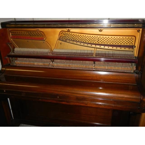 1845 - A good upright over strung/over damper piano by Gough & Davy, COLLECT ONLY.