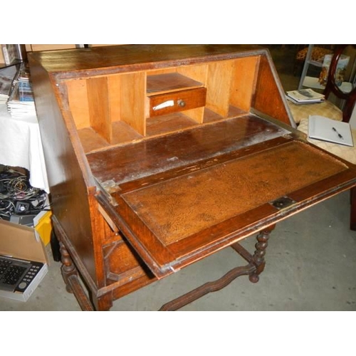 1860 - A good oak bureau, COLLECT ONLY.