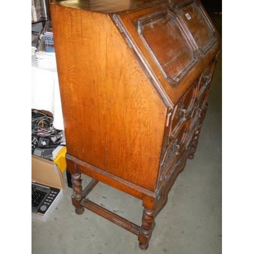 1860 - A good oak bureau, COLLECT ONLY.