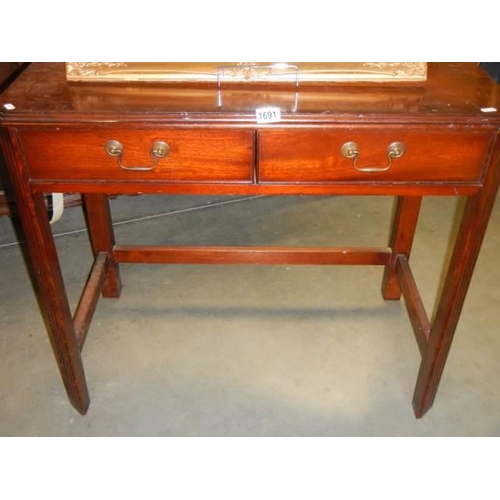 1691 - A good two drawer mahogany side table, COLLECT ONLY.