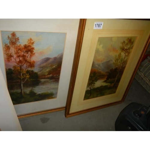 1767 - Two framed and glazed rural scenes and an unframed rural watercolour, COLLECT ONLY.