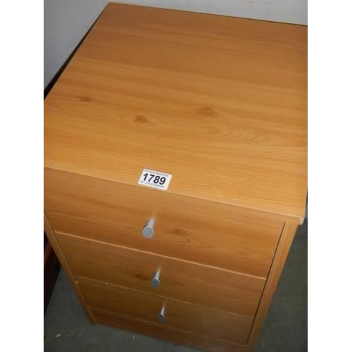 1789 - A three drawer bedside chest, COLLECT ONLY.