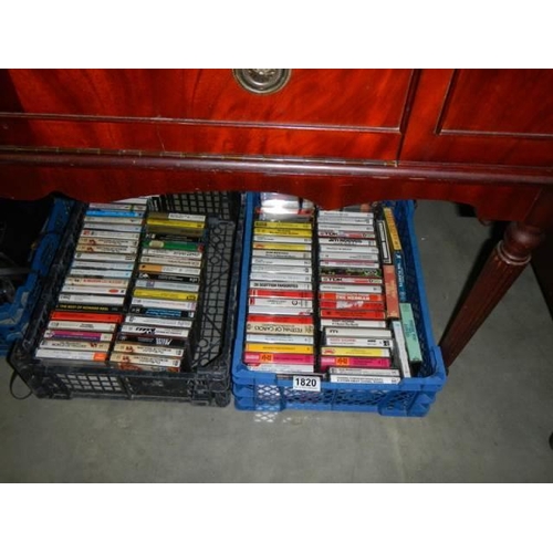 1820 - Two trays of music cassettes.