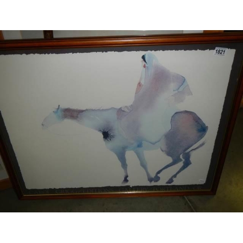 1821 - A framed and glazed study of a lady on horseback (Carol Grigg Edition). COLLECT ONLY.