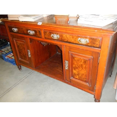 1822 - An early 20th century mahogany and burr walnut desk, COLLECT ONLY.