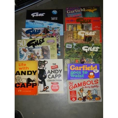 1864 - A quantity of Giles and Andy Capp books etc.,