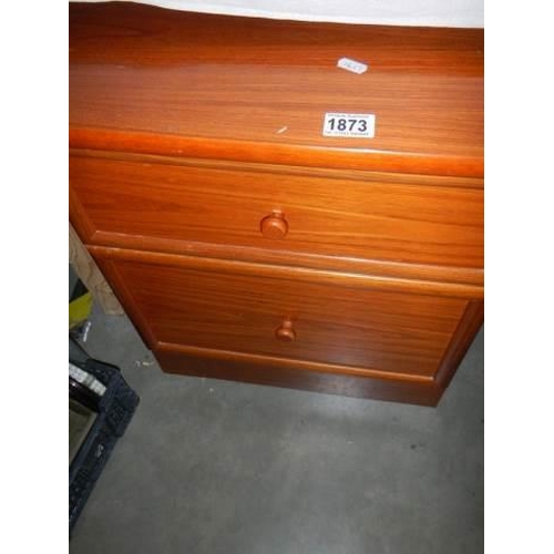 1873 - A two drawer mahogany bedside chest, COLLECT ONLY.