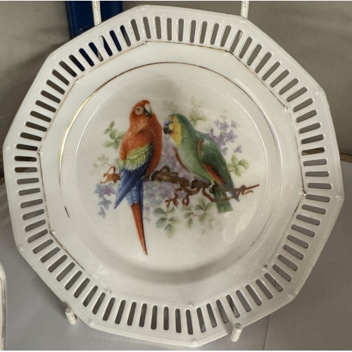 1629 - A pair of Bavarian ribbon plates depicting parrots