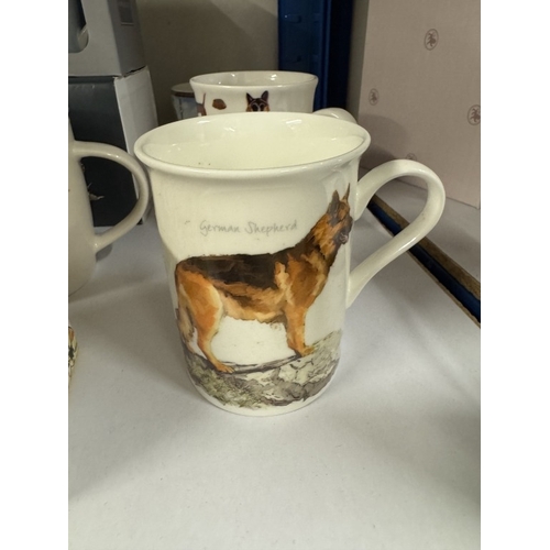 1634 - A quantity of new & unused mugs featuring dogs, cats, gardening, golf & a boxed pheasant mug with co... 