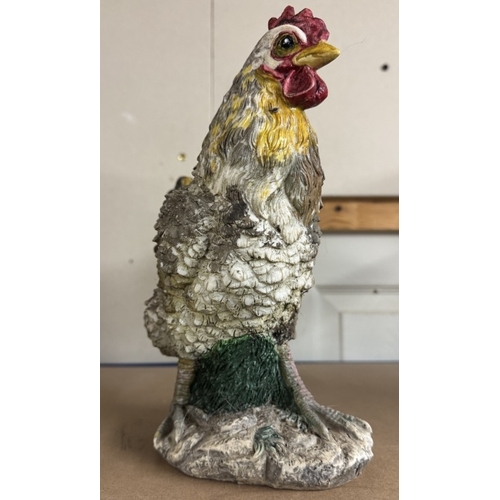 1636 - 2 composite resin chicken garden ornaments