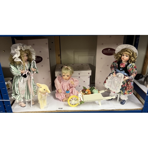 1646 - 3 boxed Ashton-Drake porcelain Doll's (Little Bo Peep, No: 3532FH, Mary Mary quite contrary, No:9389... 