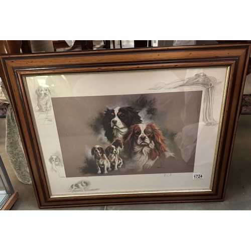 1724 - A framed limited edition 389/850 print of King Charles Spaniels