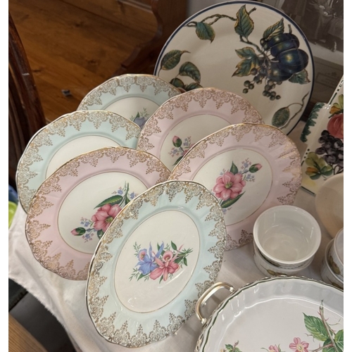 1743 - A selection of floral/fruit decorated plates etc.