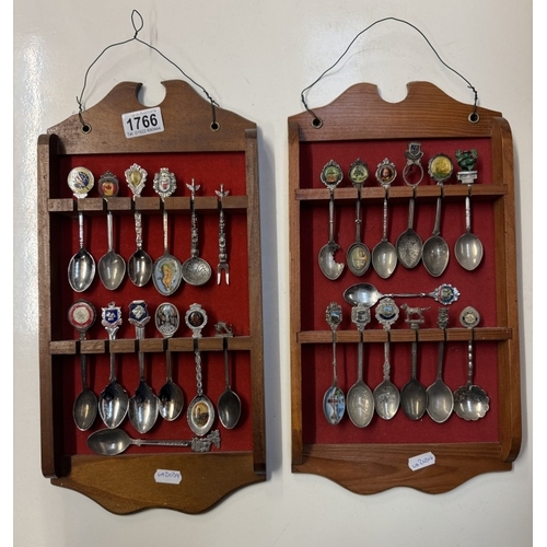 1766 - 2 Racks of tourist collectors spoons