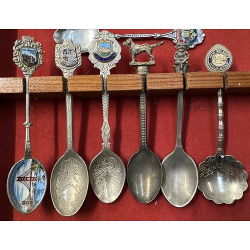 1766 - 2 Racks of tourist collectors spoons