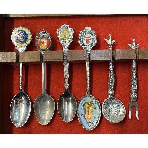 1766 - 2 Racks of tourist collectors spoons