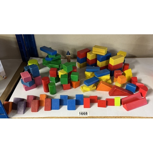 1668 - A quantity of vintage painted building blocks