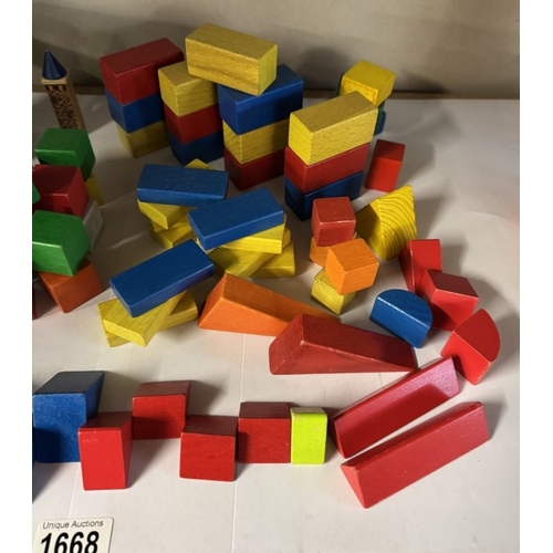 1668 - A quantity of vintage painted building blocks