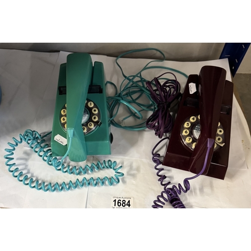 1684 - 2 vintage push button trim phones