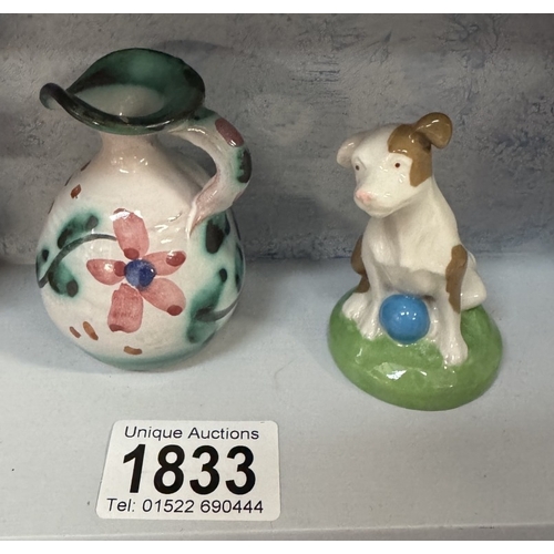 1833 - A pair of small Japanese Nippon vases & Wade dogs etc.