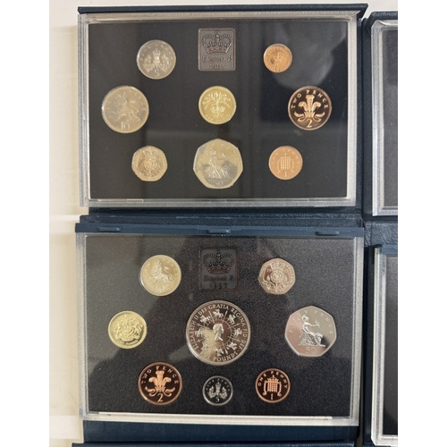 1 - 14 boxed UK proof coin sets, 1983, 1984, 1987 - 1990 & 1992 - 1999