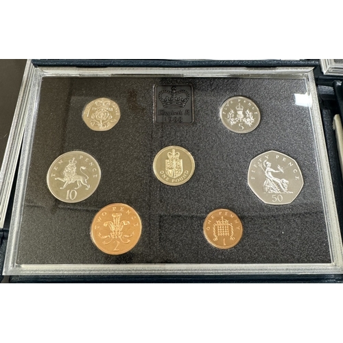 1 - 14 boxed UK proof coin sets, 1983, 1984, 1987 - 1990 & 1992 - 1999