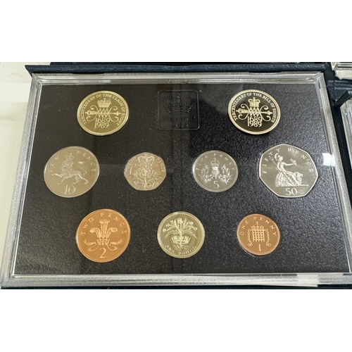 1 - 14 boxed UK proof coin sets, 1983, 1984, 1987 - 1990 & 1992 - 1999