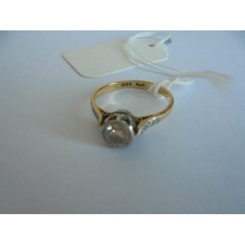 37 - An 18ct gold and platinum diamond set ring, size N, 2.56 grams.