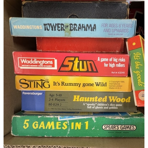 242 - A box of vintage games including Shop & Tower Of brahma etc