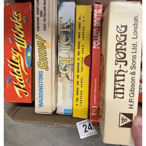 242 - A box of vintage games including Shop & Tower Of brahma etc