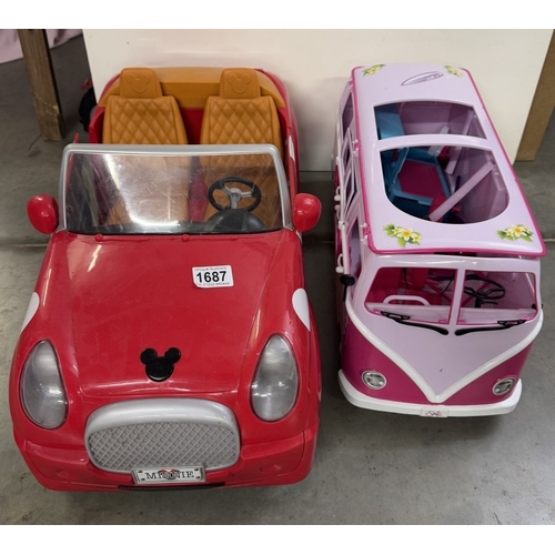 1687 - A Minnie Mouse Coupe car & a Steffi camper van COLLECT ONLY