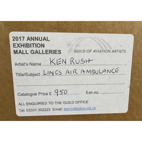 1689 - A Ken Rush 2017 'Lincs Air Ambulance' accident scene, original signed acrylic painting, artist label... 