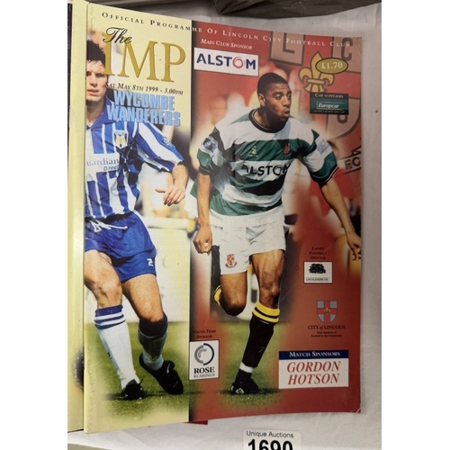 1690 - A good lot of Lincoln City football club programs, mostly 1998/1999