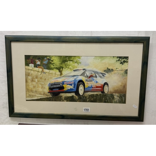 1701 - A Ken Rush WRC 2011 Rally - Mexico shake down Citroen DS3 signed acrylic. 26cm x 57cm