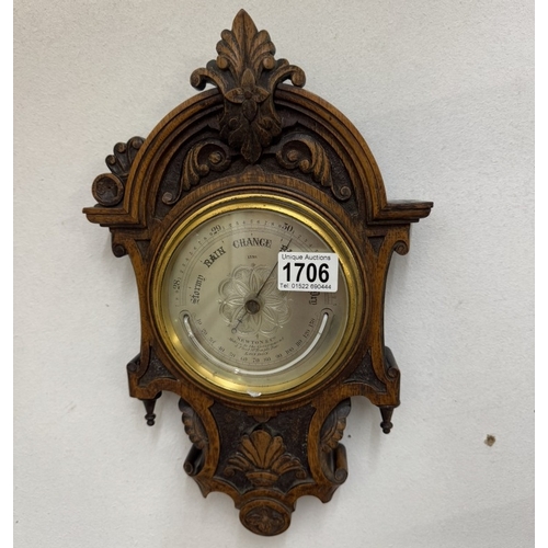 1706 - A rare barometer by Newton & Co, makers to the gout. Fleet Street, Temple bar, London. Height 38cm, ... 