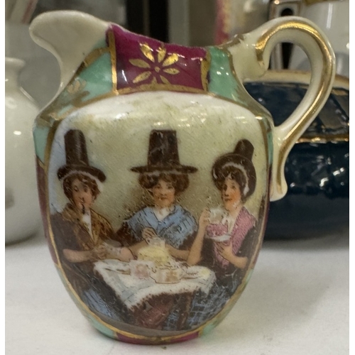 1715 - 6 vintage ceramic miniatures with Welsh costumes decorations