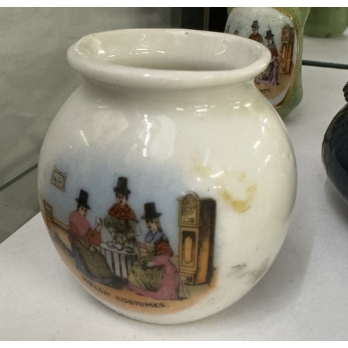 1715 - 6 vintage ceramic miniatures with Welsh costumes decorations