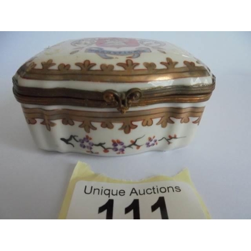 111 - A 19th century porcelain trinket box.