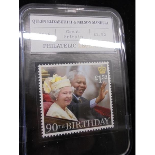 34 - The Complete Queens 90th Birthday stamp set in case.