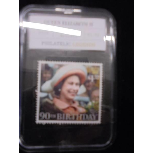 34 - The Complete Queens 90th Birthday stamp set in case.