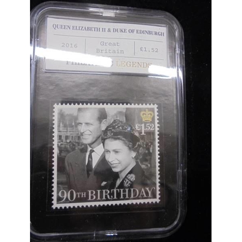 34 - The Complete Queens 90th Birthday stamp set in case.