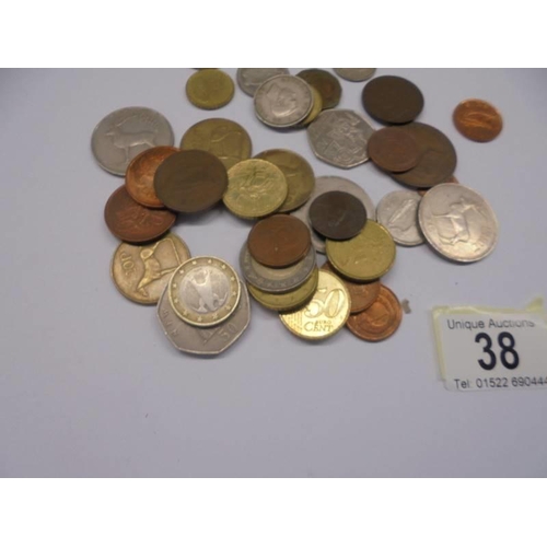 38 - A small lot of UK and foreign coins.