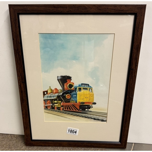 1804 - An unsigned possibly Ken Rush orients painting of a steam & diesel train