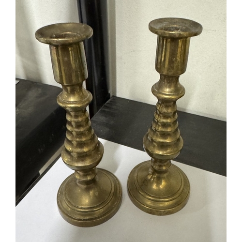 1805 - A good lot of brassware including candlesticks