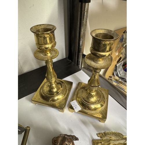 1805 - A good lot of brassware including candlesticks