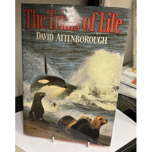 1807 - 2 David Attenborough books. 'The Trials of Life' (signed) & The Living Planet