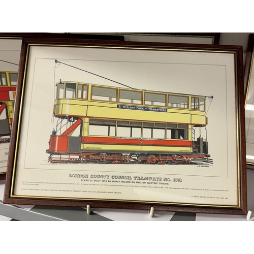 1832 - 6 framed & glazed prints of trams