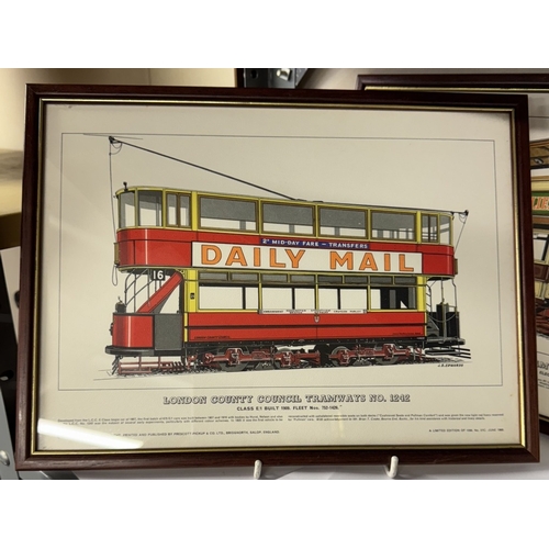 1832 - 6 framed & glazed prints of trams